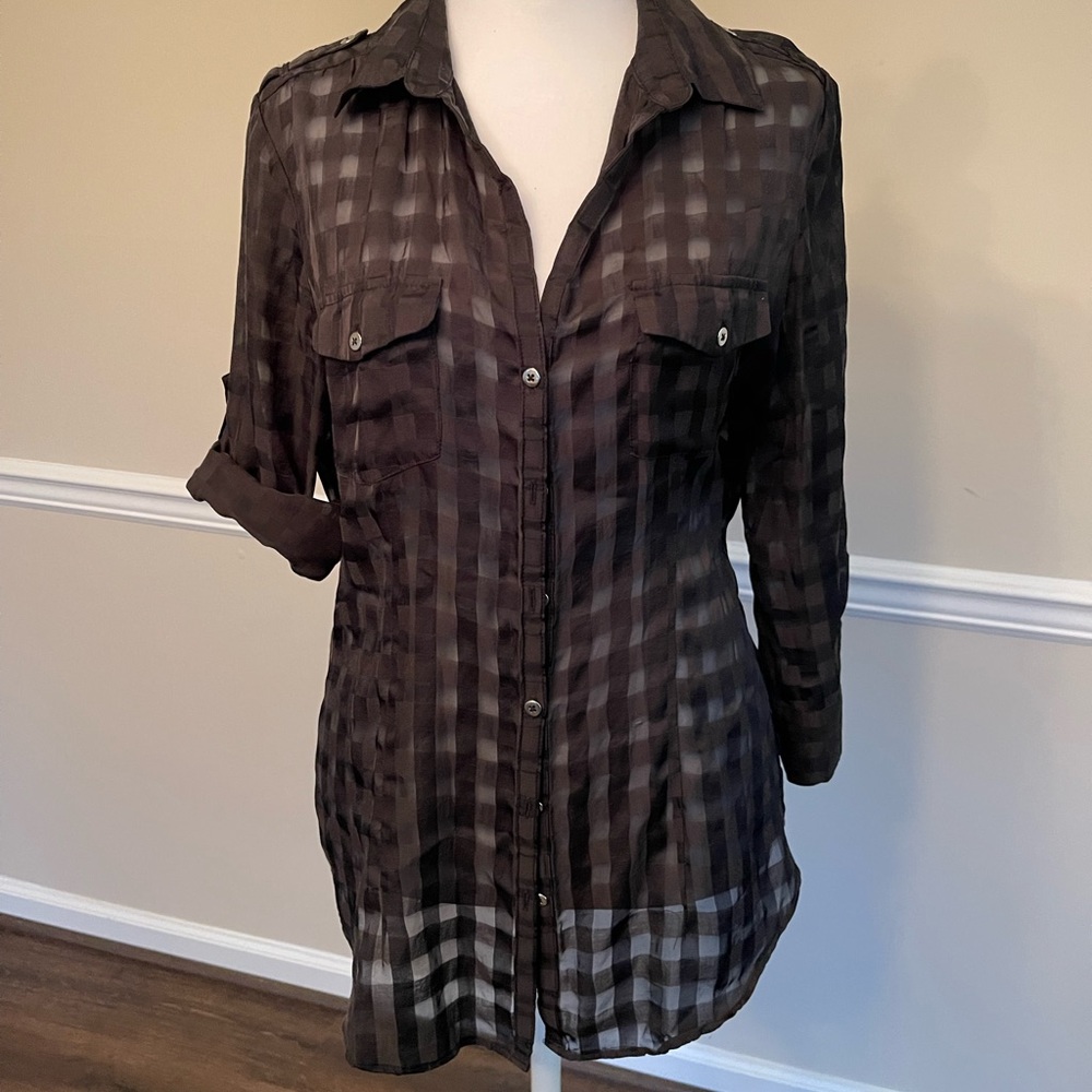Black checkered button up
